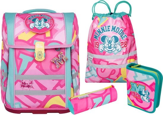 McNeill Minnie Mouse schooltasset Meisjes Blauw, Roze, Geel