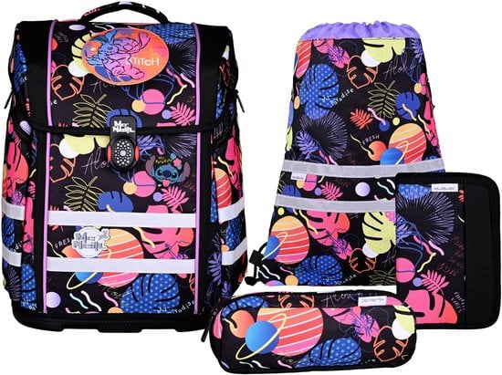 McNeill Black Stitch schooltasset Meisjes Meerkleurig