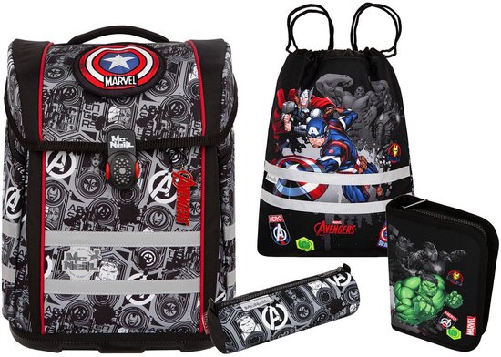 McNeill Avengers schooltasset Jongen Zwart, Wit, Rood