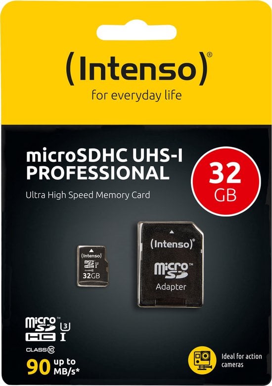 MICROSD CARD UHS-I 32GB SDHC PROFESSIONAL GEHEUGENKAART GESCHIKT VOORDIVERSE APPARATEN