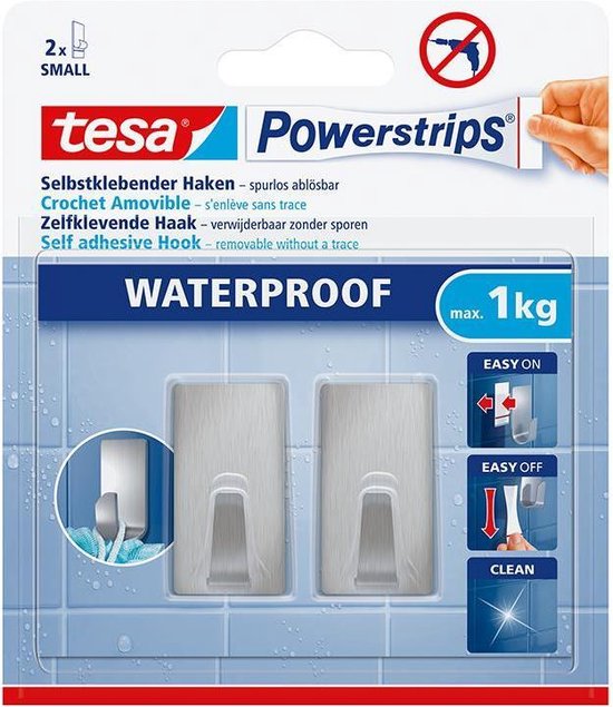 tesa Powerstrips Waterproof Haken S metaal rechteckig