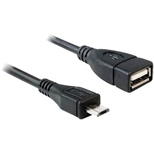DeLOCK 50cm USB micro-B/USB2.0-A USB-kabel 0,5 m Micro-USB B USB A Zwart