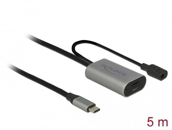 DeLOCK 85392 USB-kabel USB 3.2 Gen 1 (3.1 Gen 1) 5 m USB C Zwart, Grijs