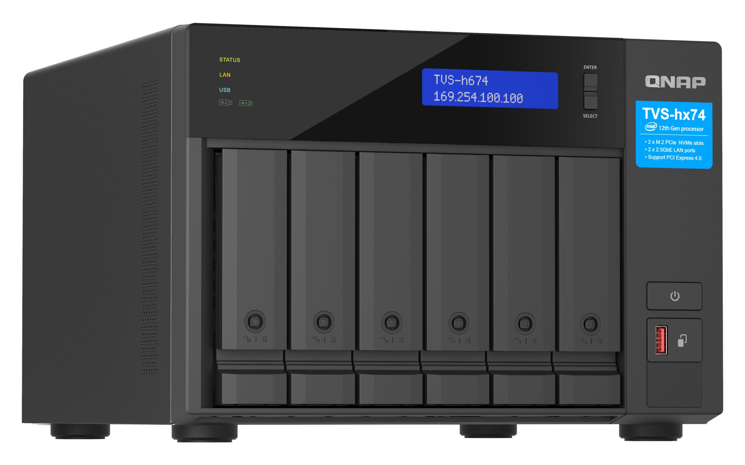 QNAP TVS-h674 NAS Tower Intel® Core™ i3 i3-12100 16 GB DDR4 0 TB QuTS hero Zwart - Afbeelding 5
