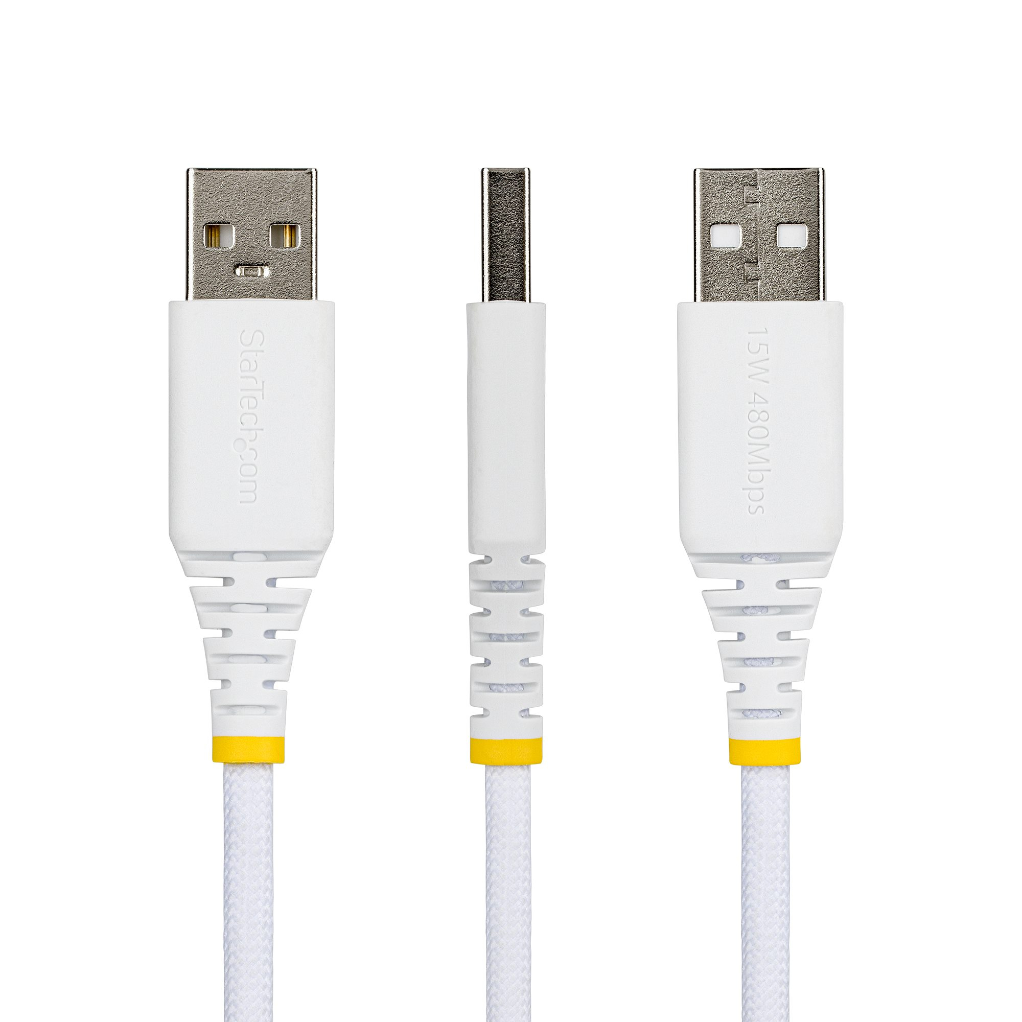 StarTech.com 2m USB-A naar USB-C Snellaadkabel, 15W 3A, Dual-Layer Gevlochten Nylon / TPE Mantel, Duurzame USB-A naar USB-C Oplaadkabel, Wit - Afbeelding 5