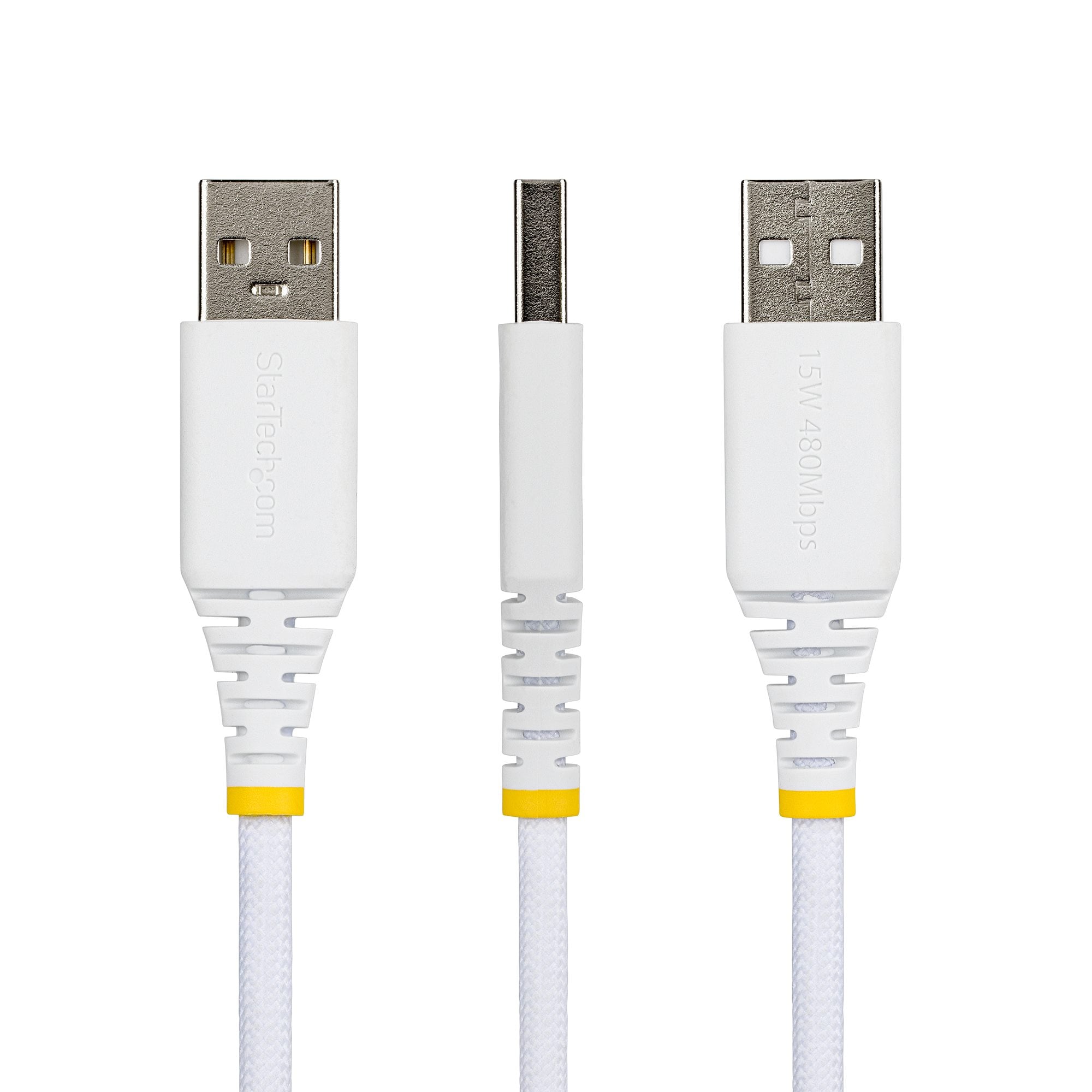 StarTech.com 1m USB-A naar USB-C Snellaadkabel, 15W 3A, Dual-Layer Gevlochten Nylon / TPE Mantel, Duurzame USB-A naar USB-C Oplaadkabel, Wit - Afbeelding 5