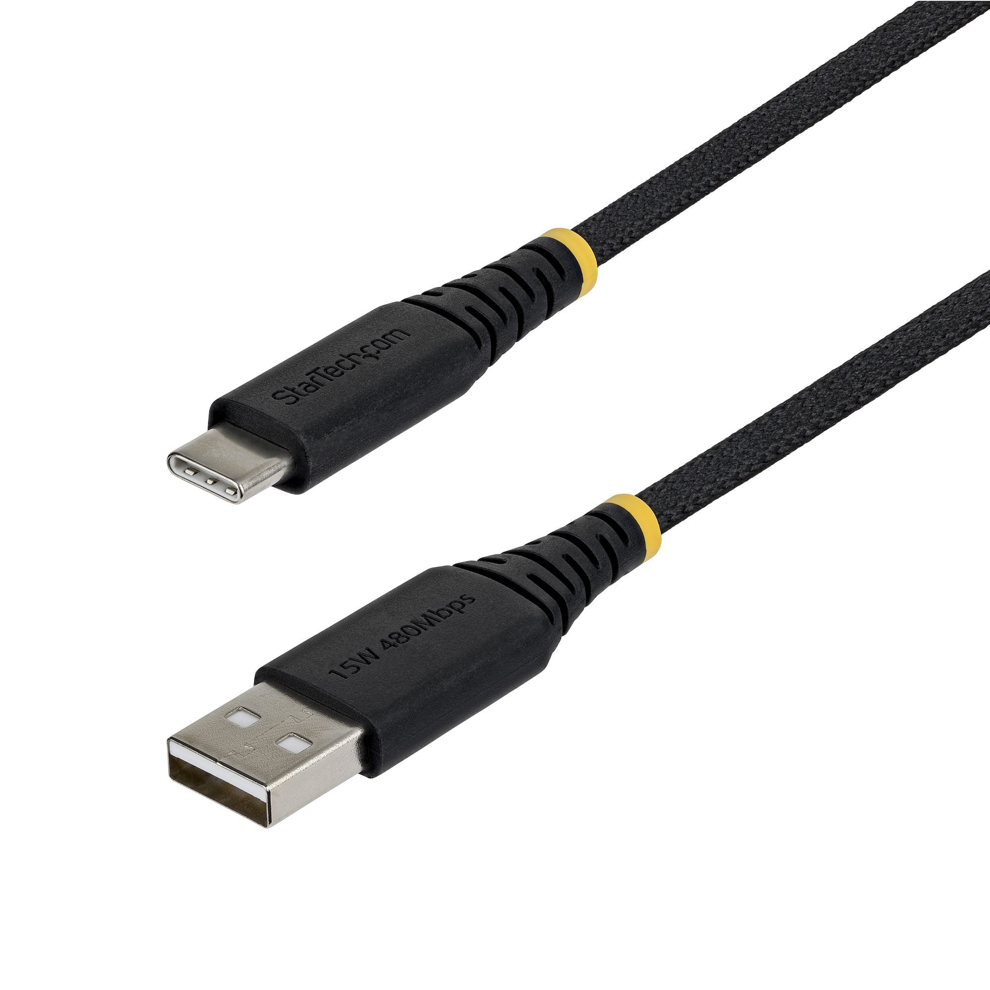 StarTech.com 15cm USB-A naar USB-C Snellaadkabel, 15W 3A, Dual-Layer Gevlochten Nylon / TPE Mantel, Duurzame USB-A naar USB-C Oplaadkabel, USB-A naar USB-C Kabel - Afbeelding 2