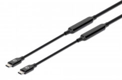 Manhattan USB-C naar USB-C kabel, 5 m, actief, mannelijk naar mannelijk, 10 Gbps (USB 3.2 Gen2), 3A, zwart, levenslange garantie