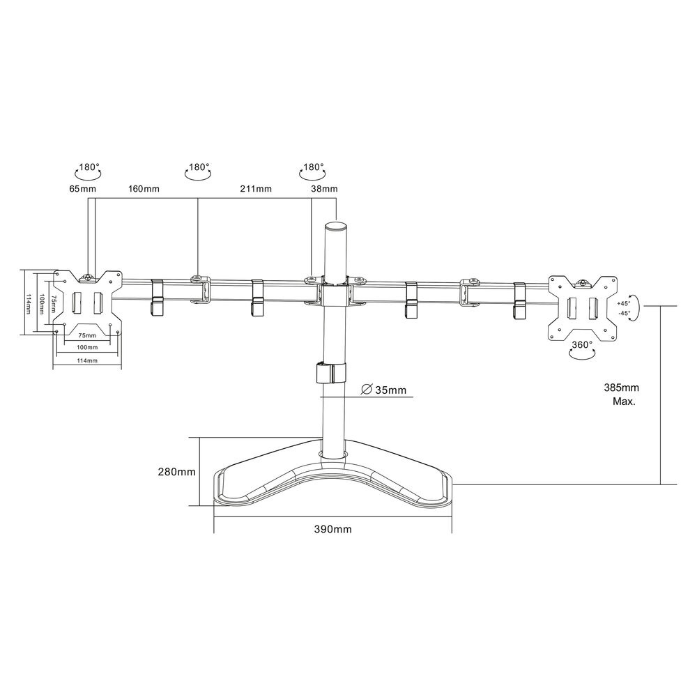 ACT Monitorarm 32", op voet, 2 schermen, Essentials - Afbeelding 6