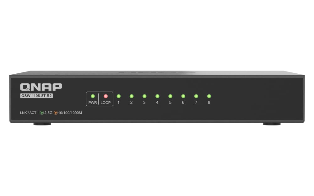 QNAP QSW-1108-8T-R2 netwerk-switch Unmanaged 2.5G Ethernet (100/1000/2500) Desktop Zwart - Afbeelding 5