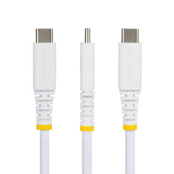 StarTech.com 15cm USB-A naar USB-C Snellaadkabel, 15W 3A, Dual-Layer Gevlochten Nylon / TPE Mantel, Duurzame USB-A naar USB-C Oplaadkabel, Wit - Afbeelding 4