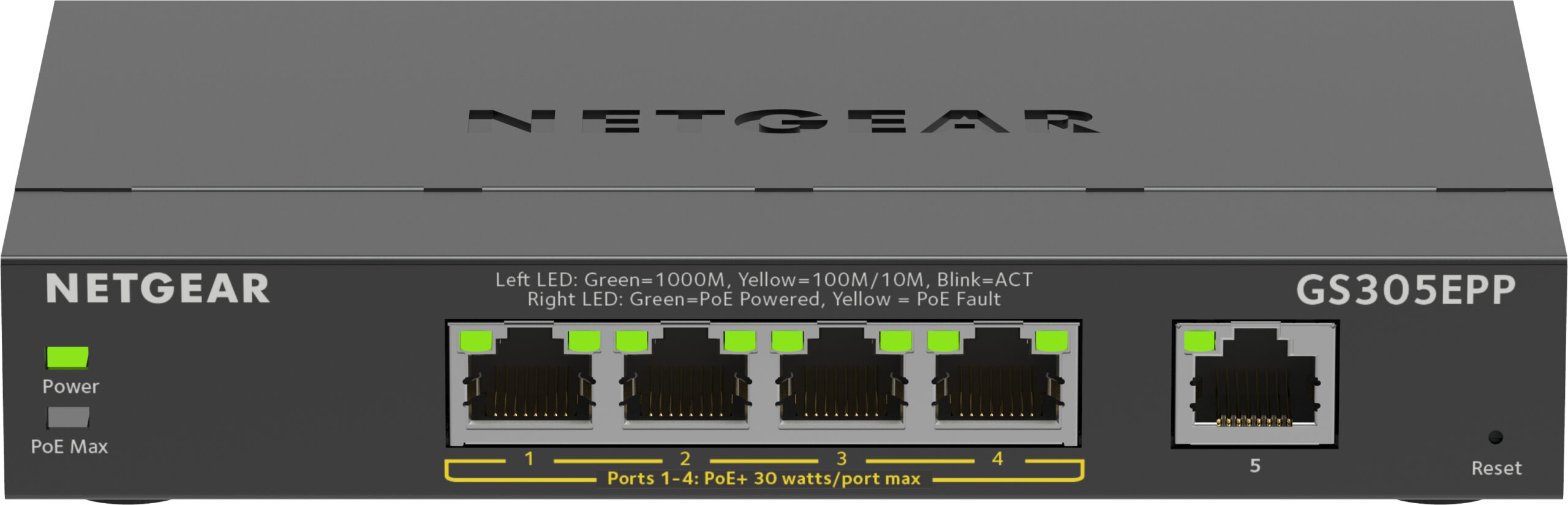 NETGEAR 5-Port Gigabit Ethernet High-Power PoE+ Plus Switch (GS305EPP) - Afbeelding 2