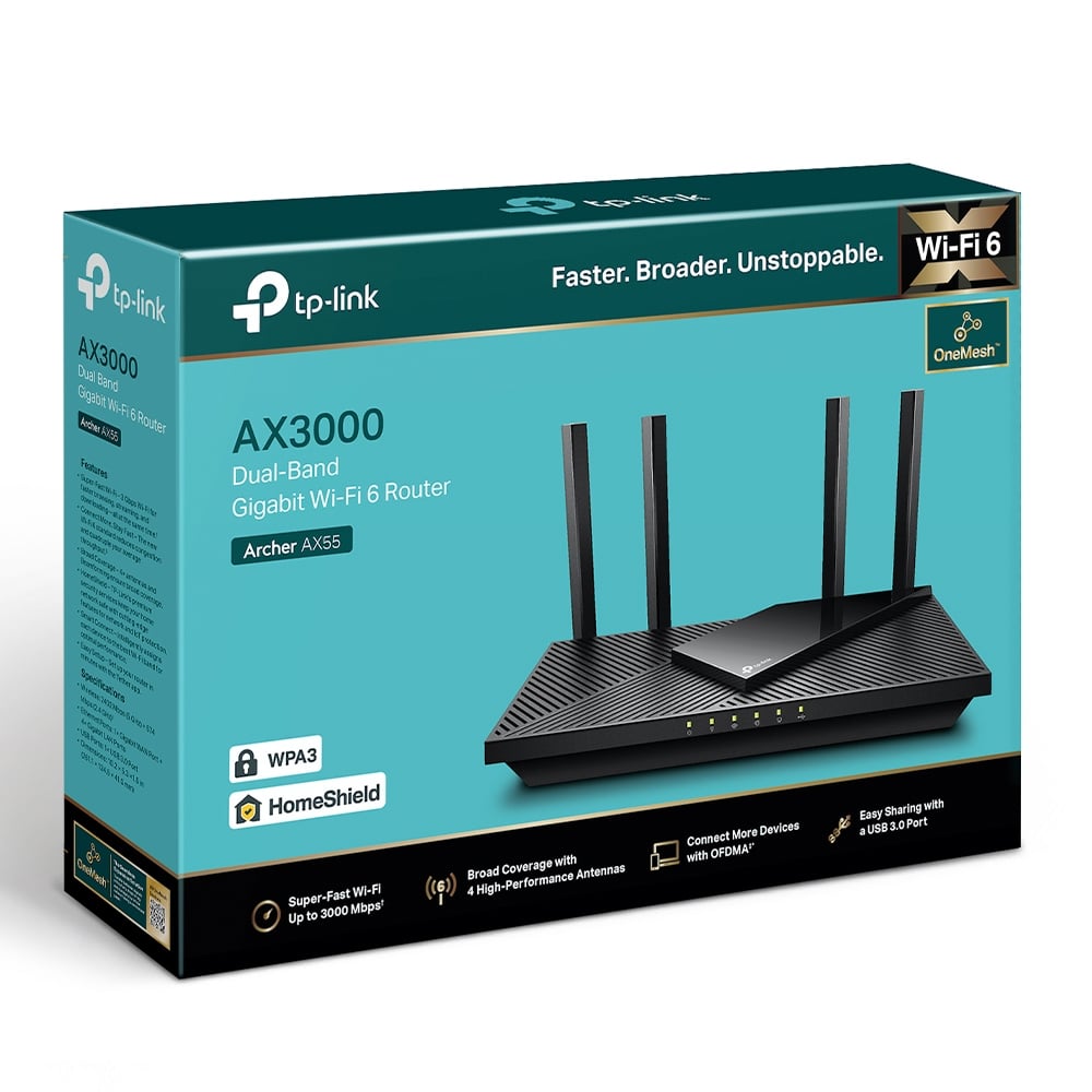TP-Link Archer AX55 draadloze router Gigabit Ethernet Dual-band (2.4 GHz / 5 GHz) Zwart - Afbeelding 5