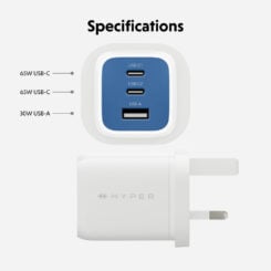 Targus HyperJuice Flex 65W GaN Laptop, Smartphone, Headset, Draagbare game console Blauw, Wit AC Binnen - Afbeelding 4