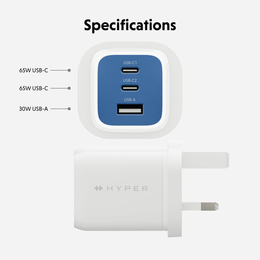 Targus HyperJuice Flex 65W GaN Laptop, Smartphone, Headset, Draagbare game console Blauw, Wit AC Binnen - Afbeelding 4