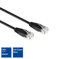 ACT Zwart 2,0 meter U/UTP CAT6 patchkabel met RJ45 connectoren - Afbeelding 3