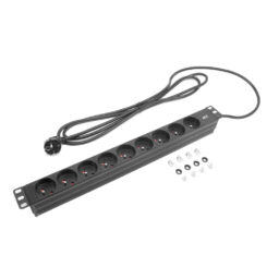 ACT Stekkerdoos PDU 19" CEE7/7 9-voudig type E, 3m H05VV-F 3G1.5 - Afbeelding 3