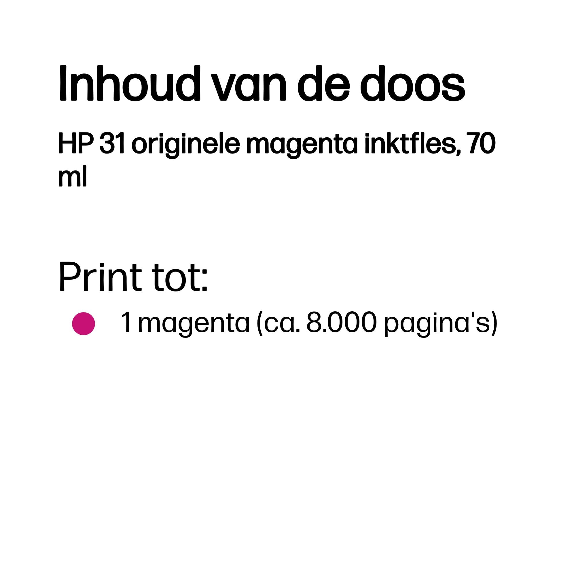 HP 31 originele magenta inktfles, 70 ml - Afbeelding 3