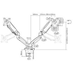 ACT Monitorarm 32" office met gasveer, 2 schermen - Afbeelding 5