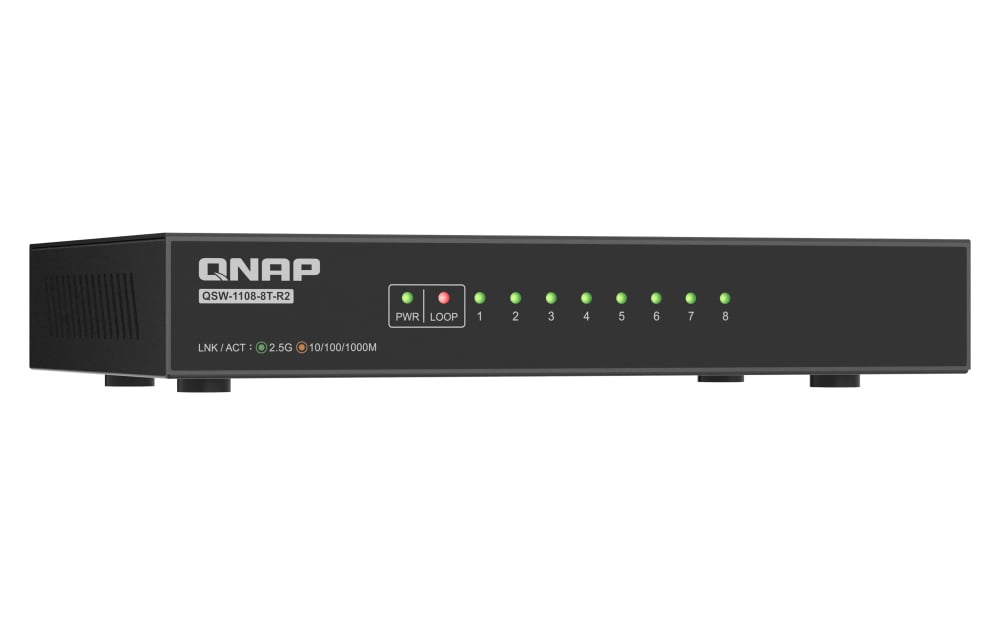 QNAP QSW-1108-8T-R2 netwerk-switch Unmanaged 2.5G Ethernet (100/1000/2500) Desktop Zwart - Afbeelding 6