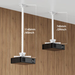 Manhattan Plafondbeugel voor beamers, universeel, Volledig Verstelbaar , hoogte 745–1145 mm, max 35 kg, wit, 360° rotatie, ±20° kantelen en ±8° zwenken, zwart - Afbeelding 5