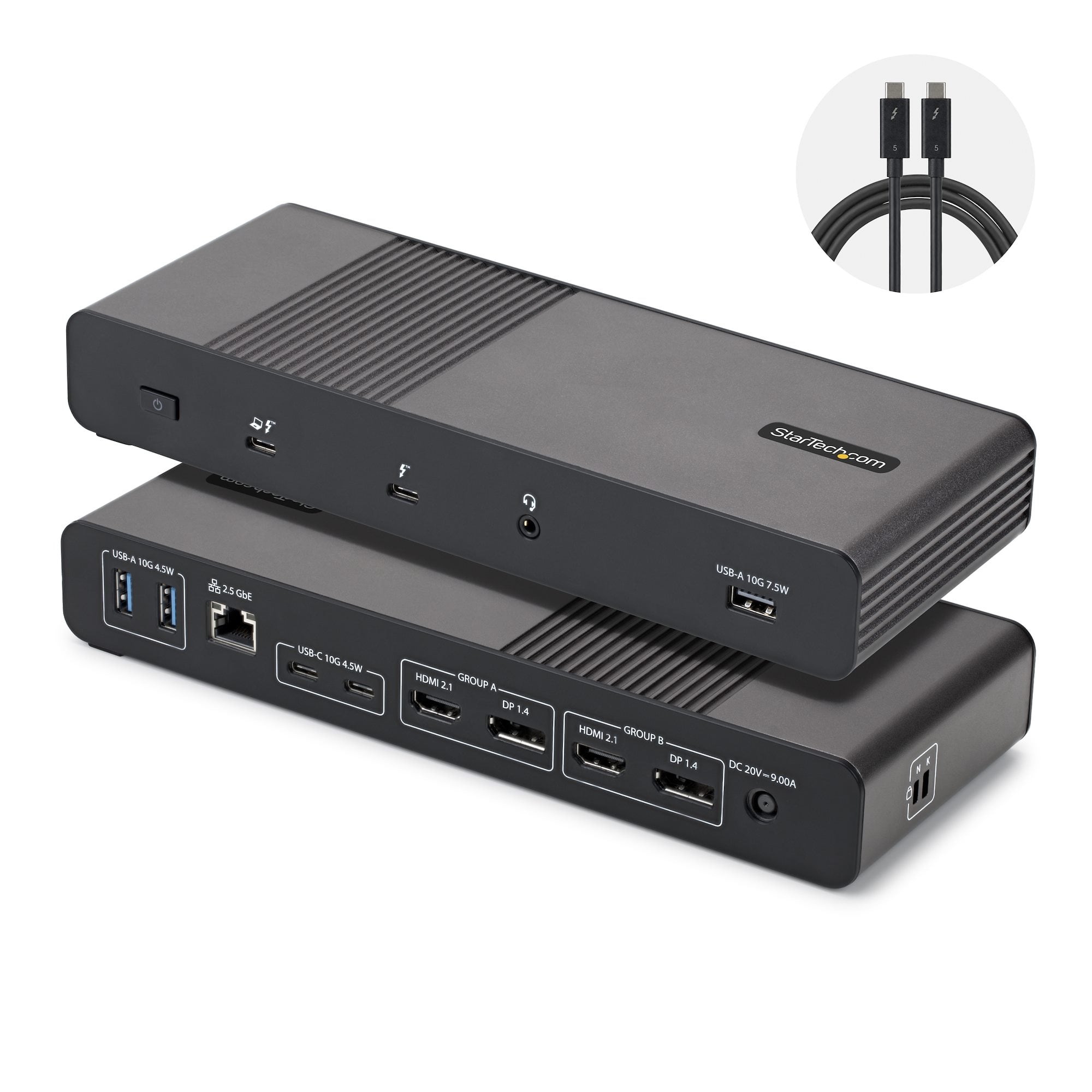 StarTech.com 206UE-TB5USB4DOCK laptop dock & poortreplicator Bedraad Thunderbolt 5 Zwart, Grijs