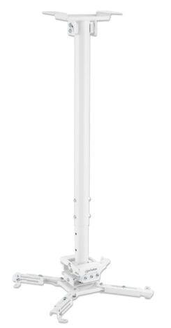Manhattan Plafondbeugel voor beamers, universeel, Volledig Verstelbaar , hoogte 745–1145 mm, max 35 kg, wit, 360° rotatie, ±20° kantelen en ±8° zwenken, zwart