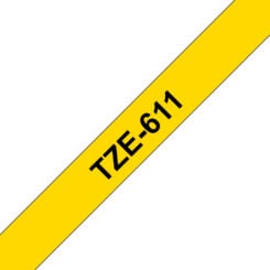 Brother TZE-611 labelprinter-tape Zwart op geel - Afbeelding 2