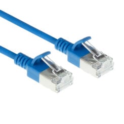 ACT Blauwe 3 meter LSZH S/FTP CAT6A slimline patchkabel snagless met RJ45 connectoren
