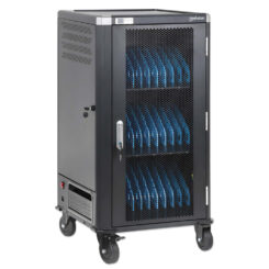 Manhattan Laadtrolley voor 30 laptops (tot 16"), laden via interne AC-adapters (EU) (installatie van voedingskabels van apparaten vereist), geschikt voor ALLE laptops, iPad, MacBook en Chromebook, vakken 380×30×280 mm, landkast, afsluitbaar - Afbeelding 5