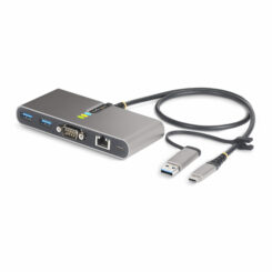 StarTech.com 2-Port USB-C Hub met Ethernet en RS-232, Geïntegreerde USB-C naar USB-A Dongle, 100W PD Pass-Through, 2x USB-A 5Gbps, Gigabit Ethernet, RS232 Serial (FTDI)