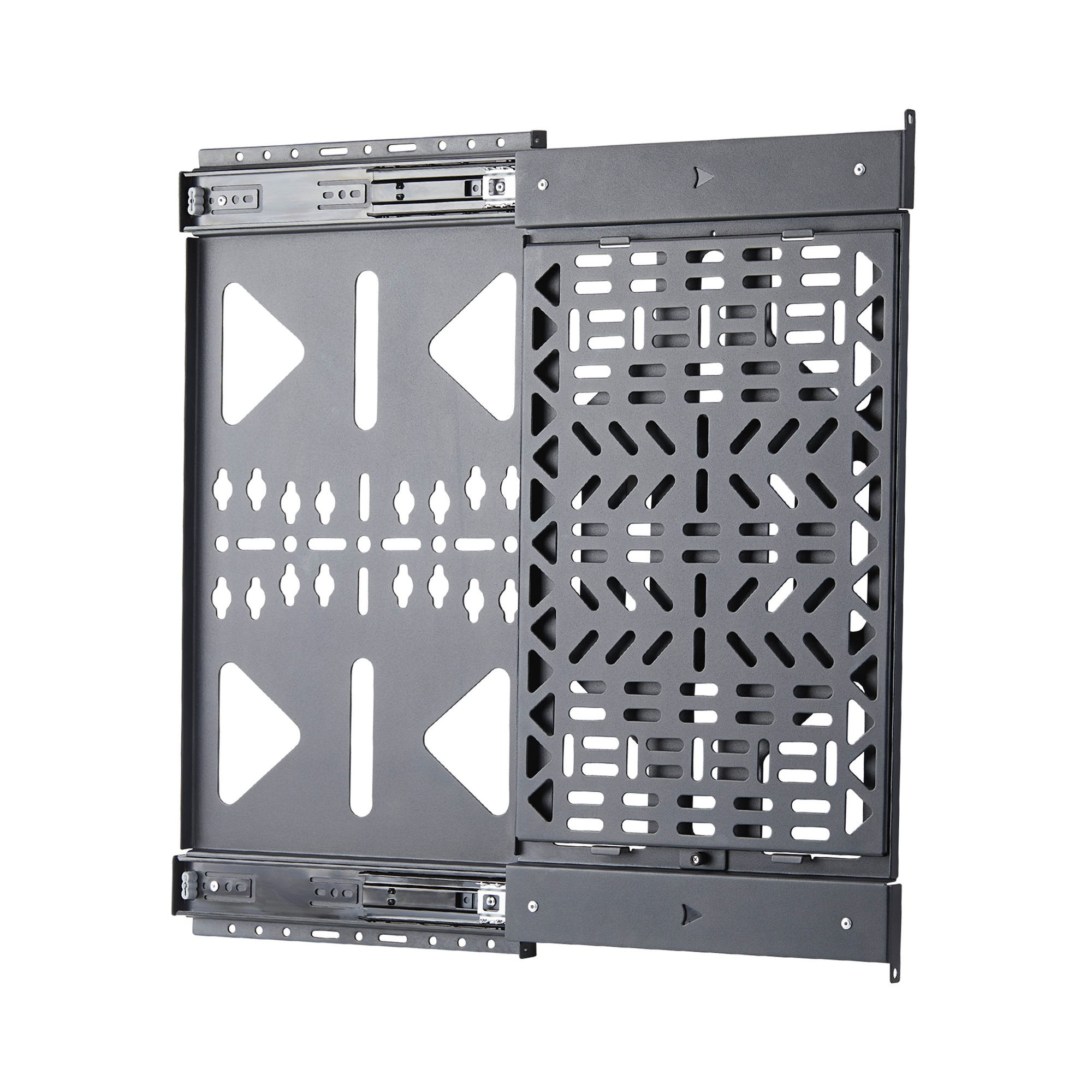 StarTech.com Uitschuifbaar Opbergpaneel voor AV Componenten, Kabelboxen en Accessoires, Wandmontage Achter TV met Eenvoudige Toegang, 10kg Max