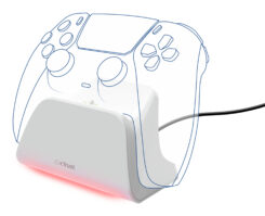 Trust GXT 255W+ Oplaadstandaard - Draadloze controller standaard – RGB-verlichting – USB-gevoed – Playstation 5 - Wit - Afbeelding 3