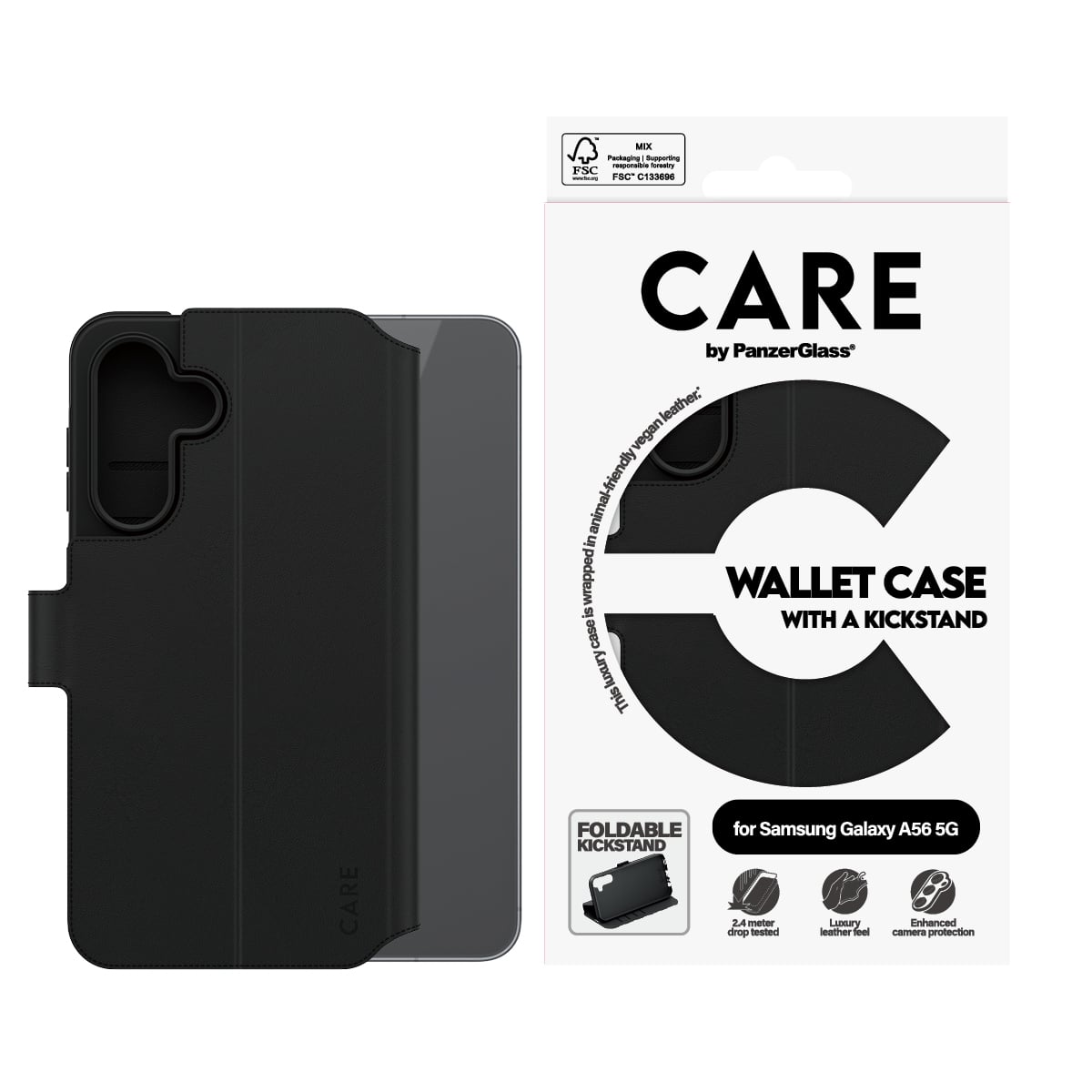 PanzerGlass CARE™ by ® Wallet Case w. Kickstand Samsung Galaxy A56 5G mobiele telefoon behuizingen 17 cm (6.7") Hoes Zwart - Afbeelding 4