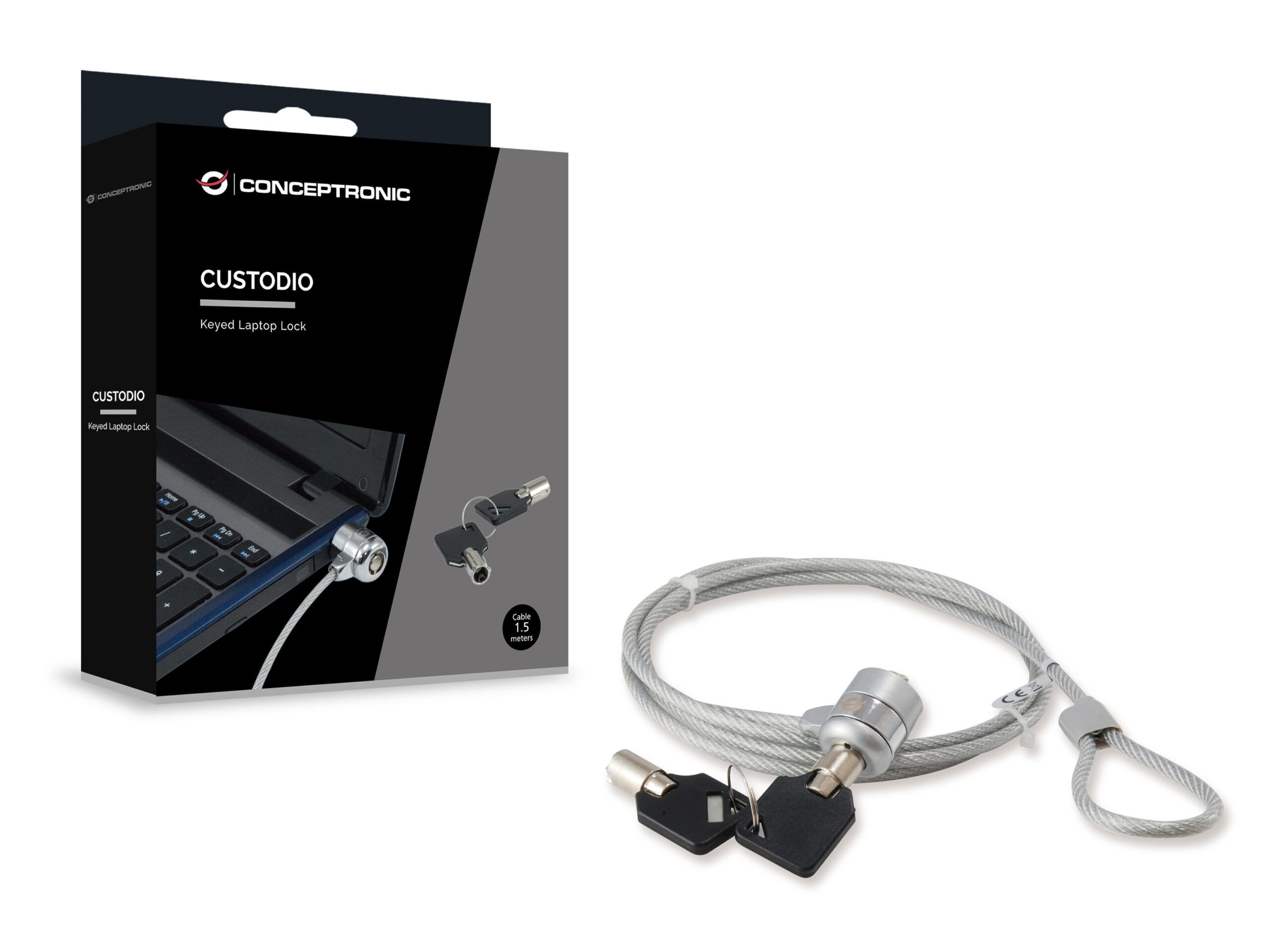Conceptronic CNBSLOCK15 kabelslot Zilver 1,5 m - Afbeelding 3