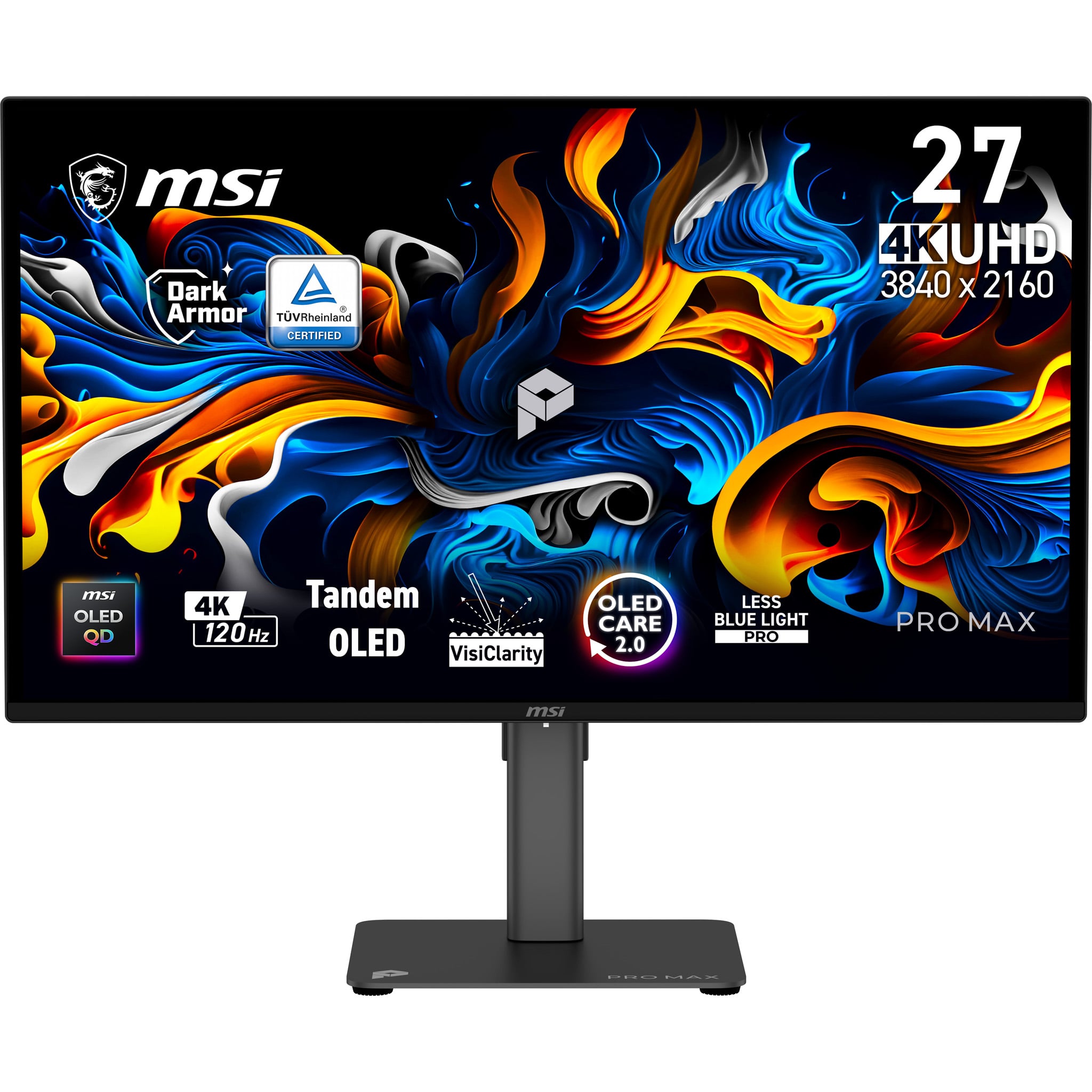 MSI Pro MAX 271UPX12G computer monitor 67,3 cm (26.5") 3840 x 2160 Pixels UltraWide Full HD QD-OLED Zwart - Afbeelding 2