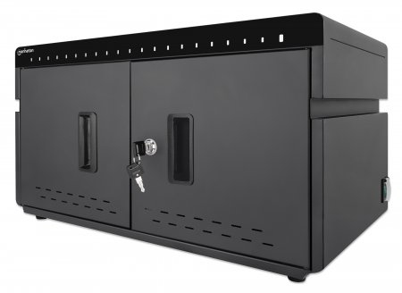 Manhattan USB-C laadkast voor 20 apparaten (iPad tot 11"), ook voor tablets en smartphones, vakken 264×22×235 mm, laadkabels niet inbegrepen (USB-C-kabel 354868 aanbevolen), afsluitbaar, alternatief voor laadtrolley, EU/UK-stroomkabels inbegrepen - Afbeelding 2