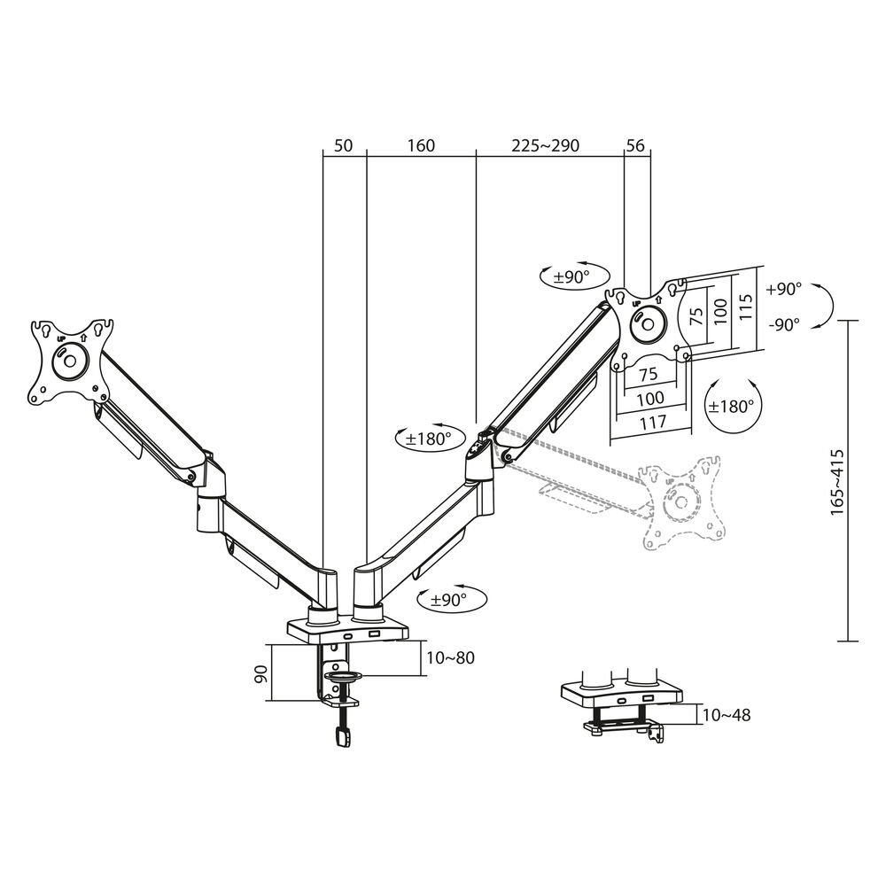 ACT Monitorarm 35", gasveer, 2 monitoren, Essentials - Afbeelding 6
