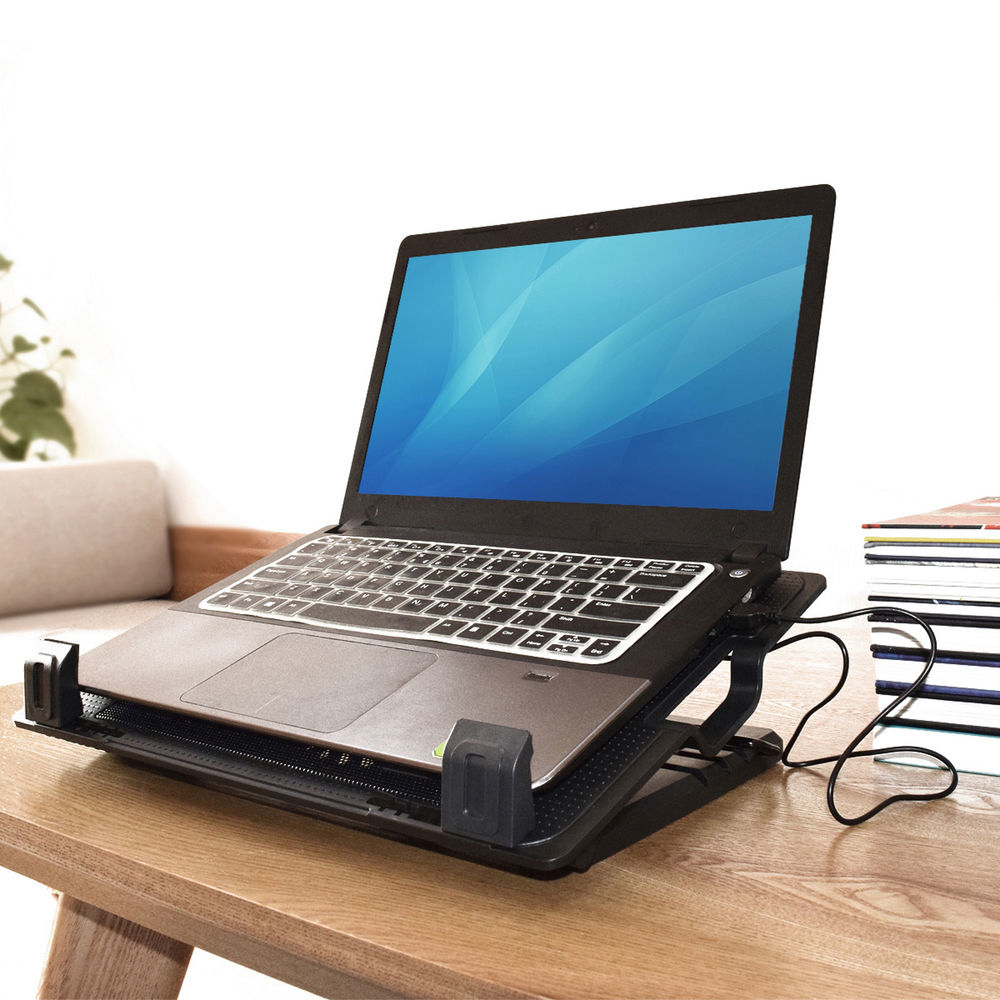 ACT Laptopstandaard, met ventilator, hoogte verstelbaar in 5 standen, 2-poorts hub - Afbeelding 3