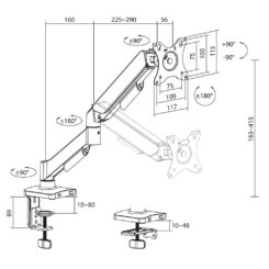 ACT Monitorarm 35", gasveer, 1 monitor, Essentials - Afbeelding 6