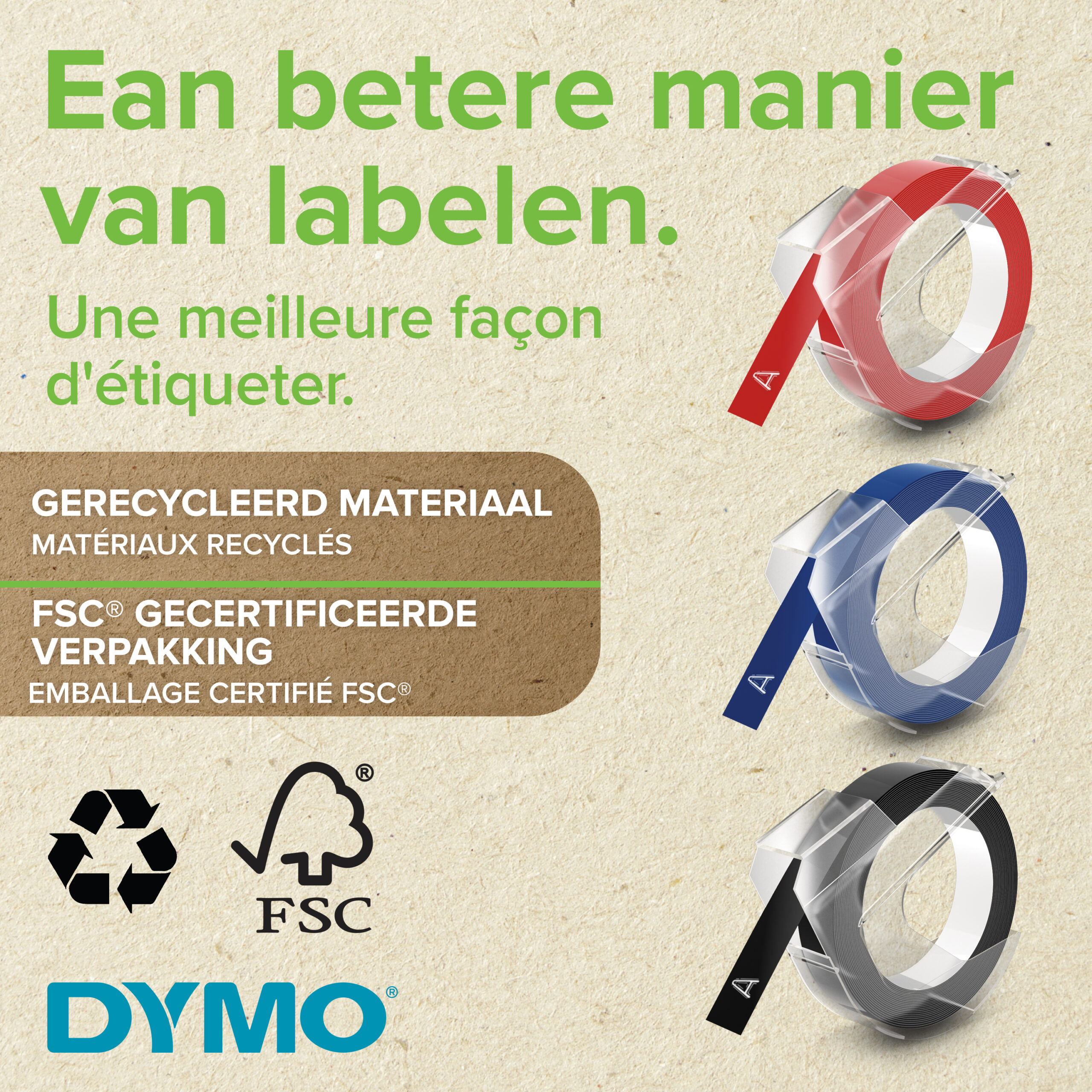 DYMO originele reliëftape | 9 mm x 3 m | Wit op blauw, wit op rood, wit op zwart | Zelfklevend etiketten voor Lettertang | 3 stuks | Gemaakt in Europa - Afbeelding 6