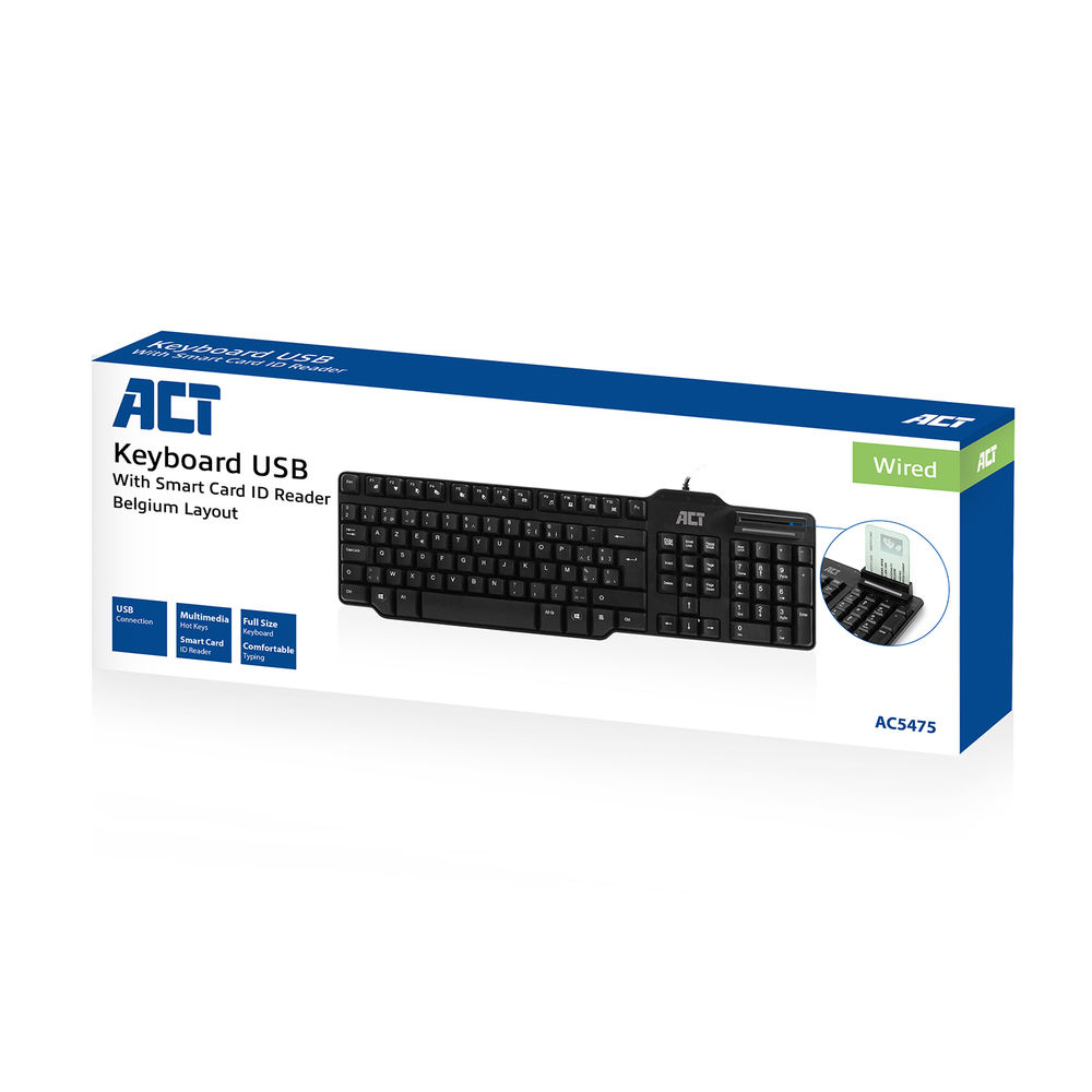 ACT Bekabeld toetsenbord met Smartcard lezer (Azerty/BE layout) - Afbeelding 5