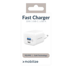 Mobilize Wall Charger USB-C + USB GaN 30W with PD/PPS White - Afbeelding 7