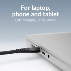Mobilize Strong Nylon Cable USB-C to USB-C 2m. 240W Black - Afbeelding 4