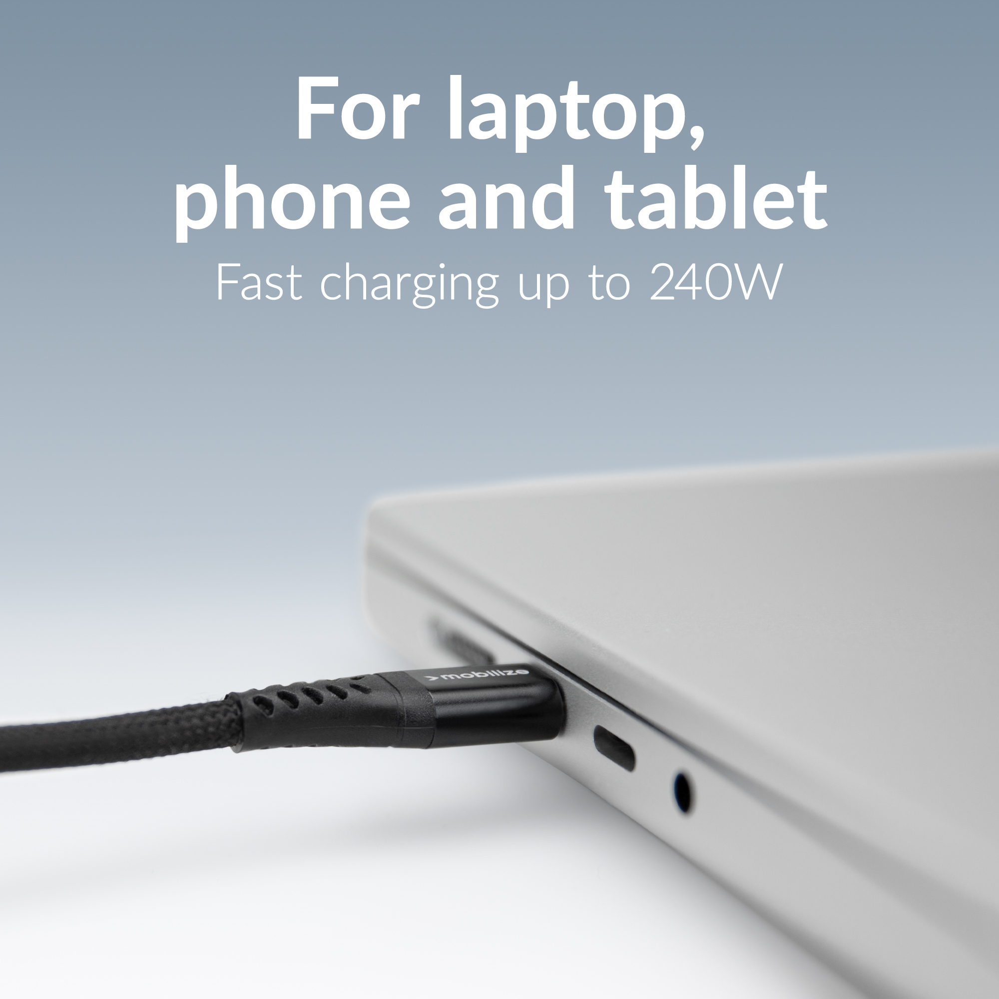 Mobilize Strong Nylon Cable USB-C to USB-C 2m. 240W Black - Afbeelding 4