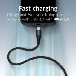 Mobilize Strong Nylon Cable USB-C to USB-C 2m. 240W Black - Afbeelding 5