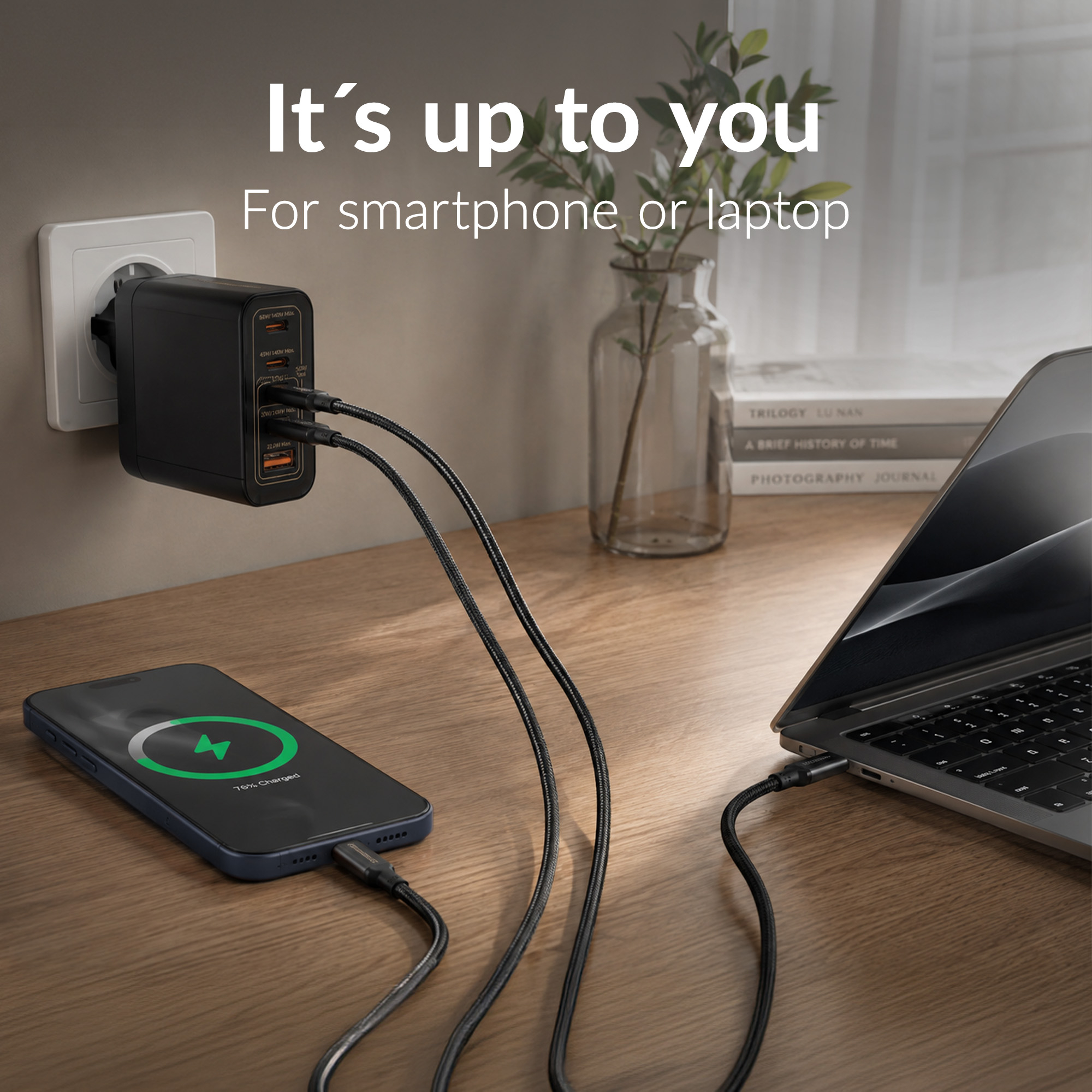 Mobilize Strong Nylon Cable USB-C to USB-C 2m. 240W Black - Afbeelding 7