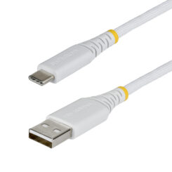 StarTech.com 1m USB-A naar USB-C Snellaadkabel, 15W 3A, Dual-Layer Gevlochten Nylon / TPE Mantel, Duurzame USB-A naar USB-C Oplaadkabel, Wit