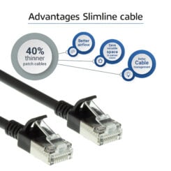 ACT Zwarte 0,25 meter LSZH U/FTP CAT6A datacenter slimline patchkabel snagless met RJ45 connectoren - Afbeelding 5