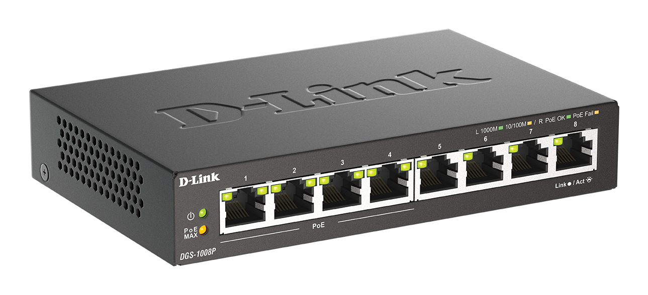 D-Link DGS-1008P/E netwerk-switch Unmanaged L2 Gigabit Ethernet (10/100/1000) Power over Ethernet (PoE) Desktop Zwart - Afbeelding 3